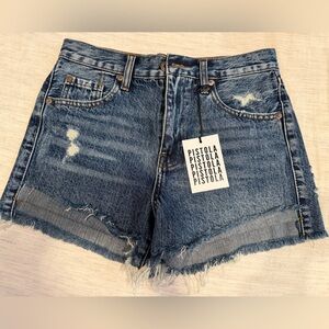 Pistola Frayed Hem Jean Shorts - Blue